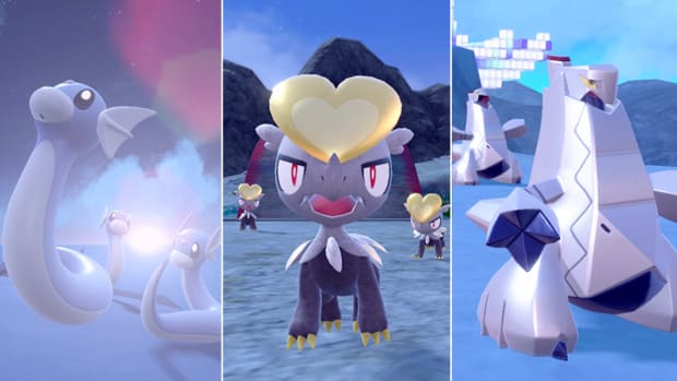 Dratini, Jangmo-o and Duraludon from Pokémon Violet and Scarlet.